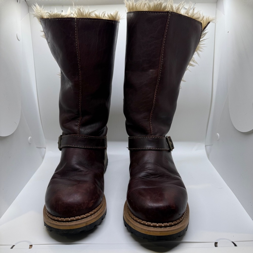 Caterpillar CAT 72433 Womens Brown Leather Faux Fur Lined Mid Calf Boots Size 9